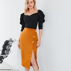 Puff sleeve wrap blouse